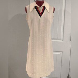 Vintage 60s Knit Preppy Dress With Collared Shirt Dickey